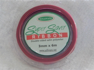 3mm x 6m Double Sided Satin Ribbon Fuchsia